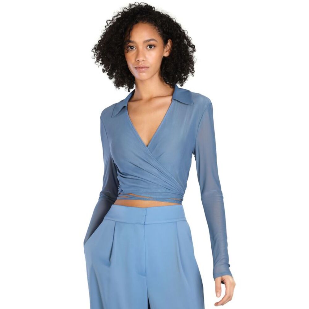 Bar III Nicole Williams English Wrap Top